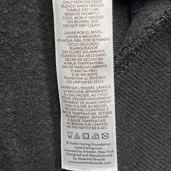 Keith Haring Heart Graphic Sweatshirt Black Mens XL Pop Art Crewneck Pullover - Picture 8 of 9